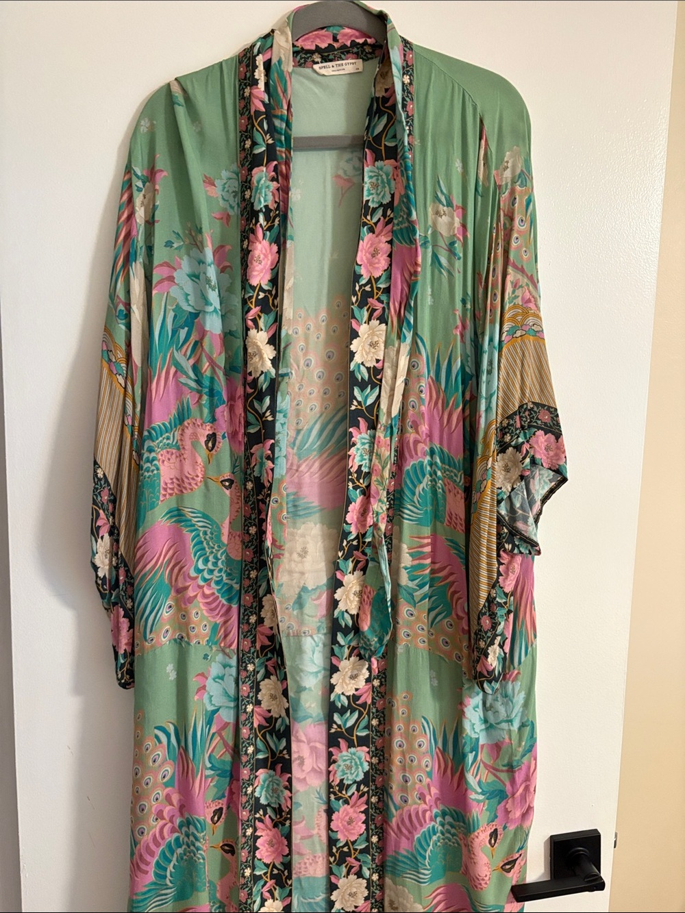 Spell Floral Kimono Jacket in Mint, Pink & Teal